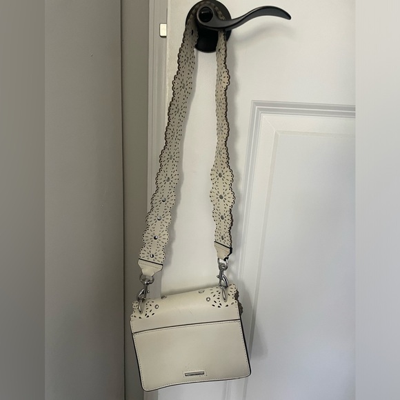 Rebecca Minkoff Laser cut Leather Crossbody Shoulder Bag Cream - Picture 3 of 11